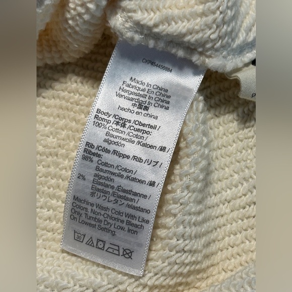 MADEWELL Cotton AirTerry V NECK Sweatshirt tee women’s XS cream EUC MD302 - Picture 8 of 14